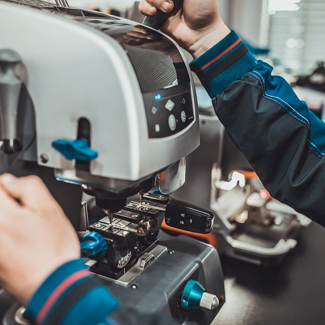 a locksmith preparing a transponder programming machine