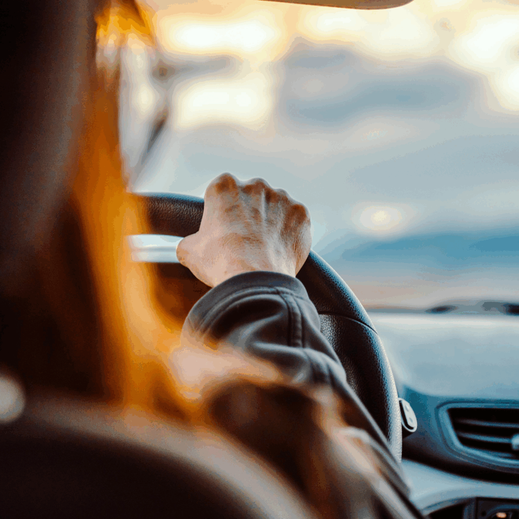 Lady driving car