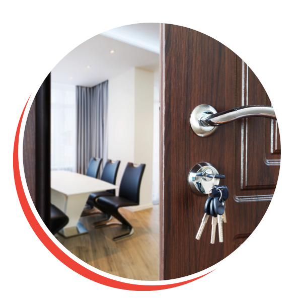 Office front door lock and key.